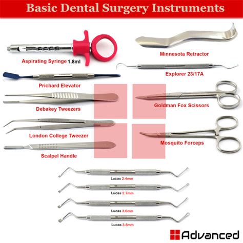 Basic Dental Surgery Instruments Kit Aspirating Syringe Lucas Curettes Elevators EBay