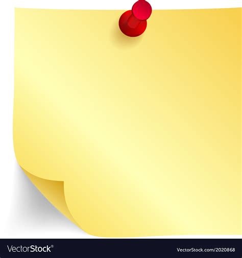 Yellow Paper Note With Red Pin Royalty Free Vector Image