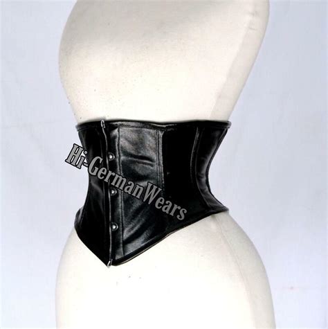 Taillen Corsage Schwarz Leder Korsett Gothic Underbust Black Leather Corset Hi Ebay