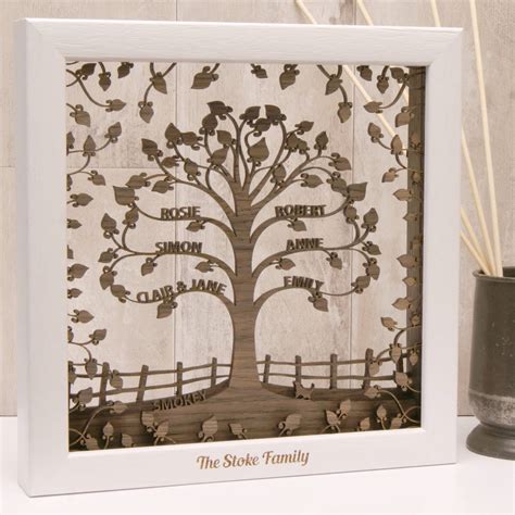 personalised wooden 3d traditional family tree wall art by urban twist