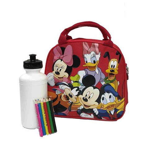 Disney Mickey Mouse And Friends Red Lunch Box With Water Bottle Lunch