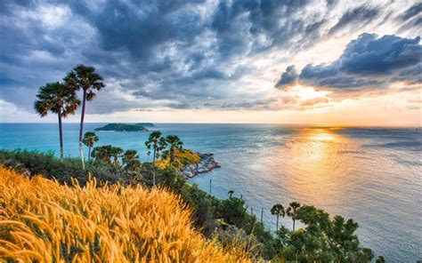Download Wallpapers Phuket Sunset Waves Thailand Indian Ocean
