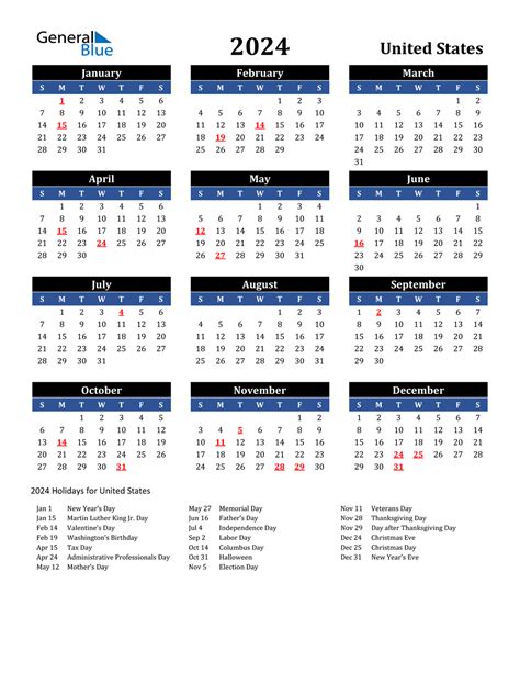 Printable Calendar 2024 With Us Holidays Free Printable Calendar With