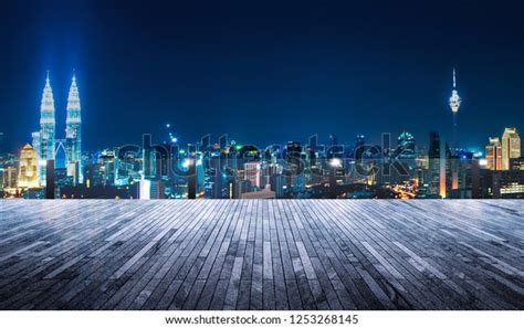 Rooftop Balcony Night View Cityscape Background Stock Photo Edit Now