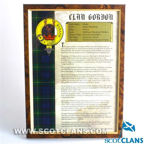 Gordon Clan History Print Scottishclansclan