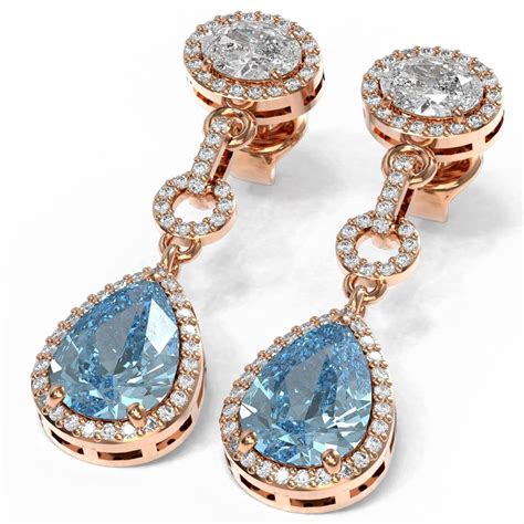 Lot 922 Ctw Blue Topaz And Diamond Earrings 18k Rose Gold Ref 242m8g