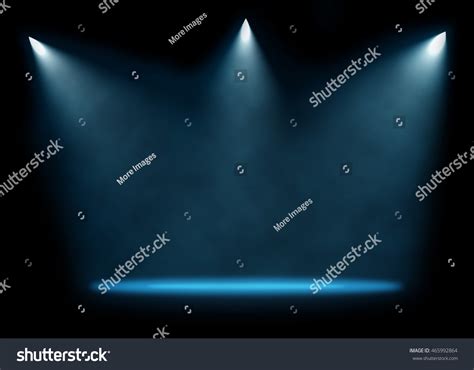 Three Spotlights Illuminating Empty Stage Background Stock Photo