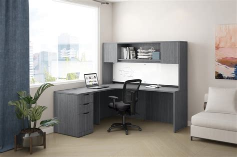 L Shaped Desk With Hutch And Drawers Pl Laminate By Harmony