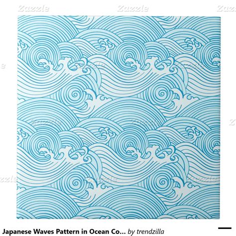 Japanese Waves Pattern In Ocean Colors Tile Zazzle Japanese