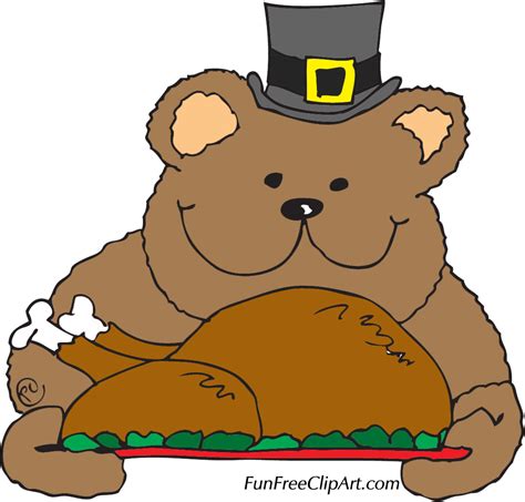 Thanksgiving Bear Cartoon Clip Art Library