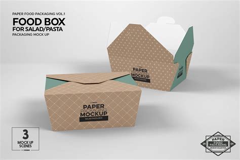 VOL 1 Paper Food Box Packaging Mockup Collection By INC Design Studio