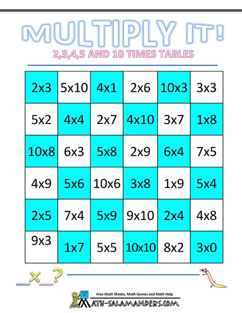 Printable Multiplication Games For Kids