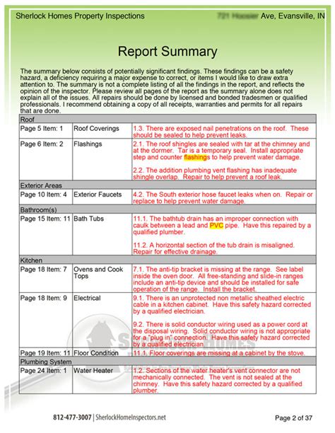 Before starting your safety audit report our templates can serve as your guide to come up with a suitable safety report or report summary for. sherlock-sample-home-inspection-report-2 | Sherlock Homes ...