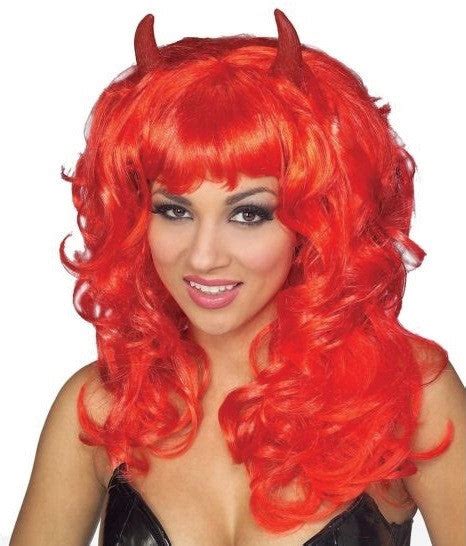 Fabulous Devil Wig Red With Horns Mystique Costumes