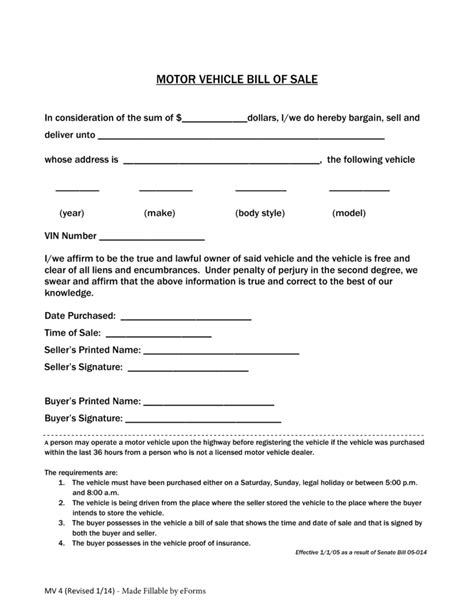 Free Colorado Motor Vehicle Bill Of Sale Form Pdf Eforms Free