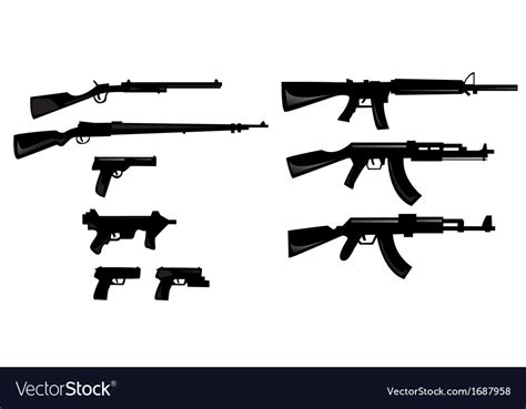 Gun Silhouettes Royalty Free Vector Image Vectorstock