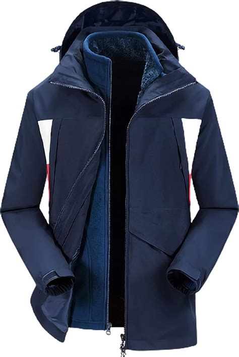 Mens Winter Coats Ski Jacket 3 In 1 Water Resistant Detachable Hood