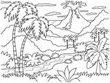 Island Tropical Drawing Coloring Getdrawings sketch template