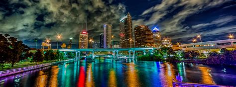 Downtown Tampa Skyline At Night From The Platt Street Bridge Rtampa