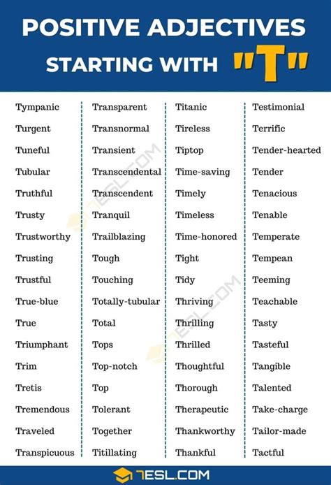 101 Positive Adjectives That Start With T T Words To Describe Someone