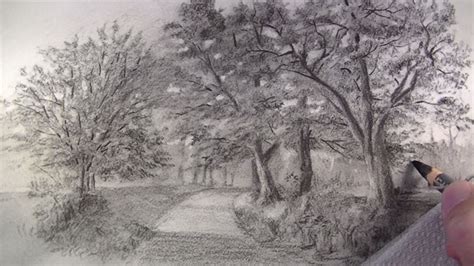 Artists use white charcoal pencils to create drawings on black paper. Landscape Charcoal Drawing at GetDrawings | Free download