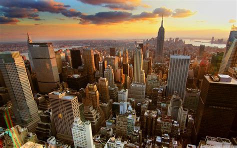 Aerial View Of New York City City Building Cultural Landscape Wallpaper