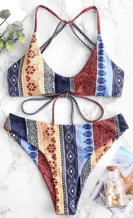 Get Ready To Wow Everyone In This Bikini Set Paisley Geometric And