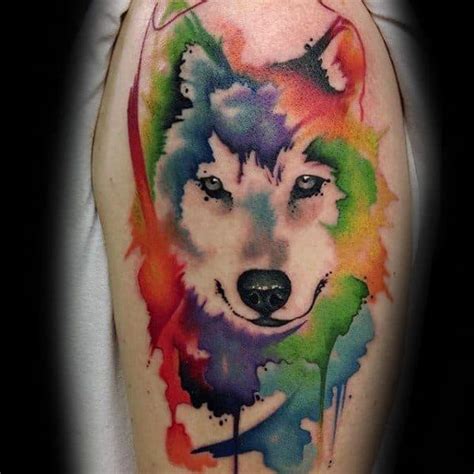 50 Wolf Watercolor Tattoo Designs For Men Cool Ink Ideas