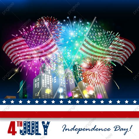 Design Of Background Elements Of Colorful Fireworks In American Flag