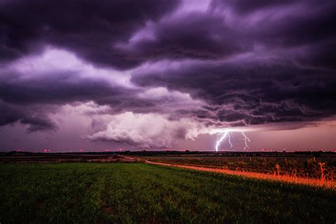Lightning Crashes Stormy Night On Autumn Evening In Kansas Photograph