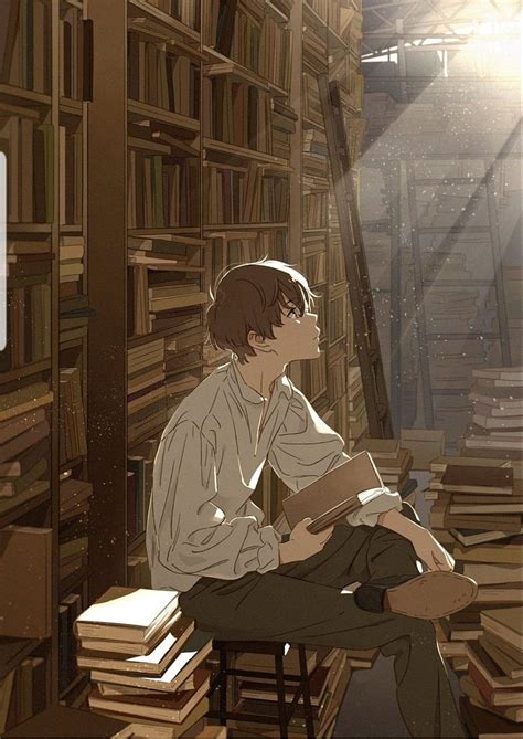 Anime Boy Anime Anime Boy Books Library Reading Sun Hd Phone
