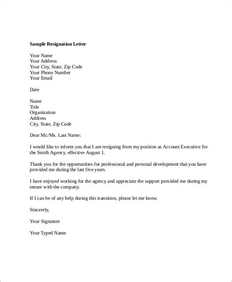 6 Email Resignation Letter Templates Free Word Pdf Format Download