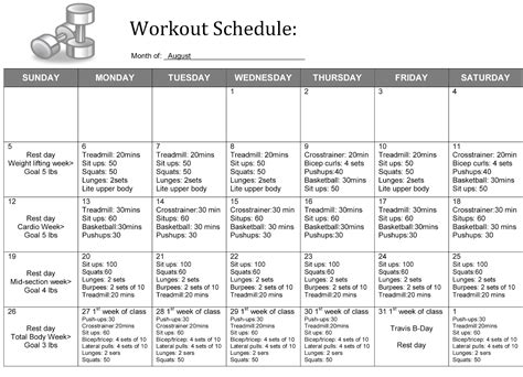 5 Best Images Of Weight Lifting Schedule Printable