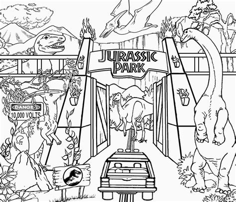 Jurassic Park Gate Coloring Page Coloring Home