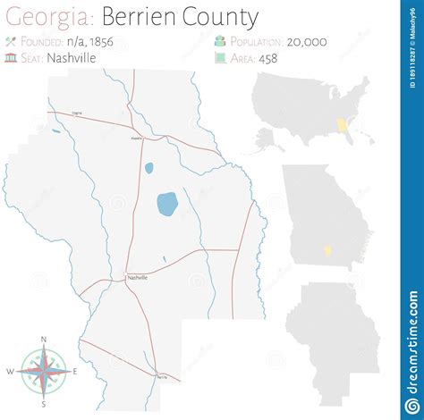 Map Of In Berrien County Georgia Stock Vector Illustration Of