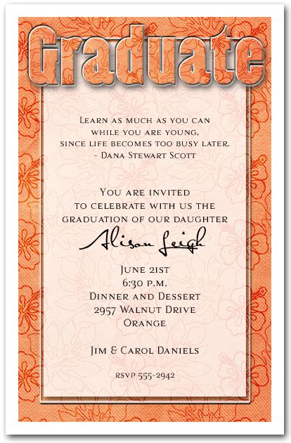 A graduation party is an important milestone. Orange Hibiscus Print Graduation Party Invitation, Graduation Announcements