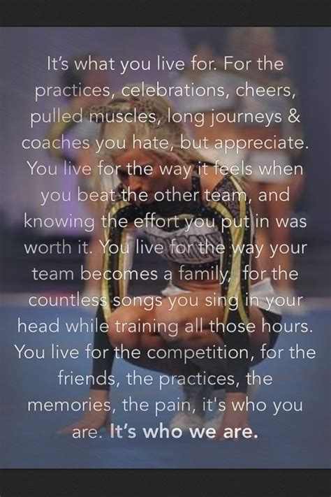 Cheerleading is a rivalry the competition makes you strong. Cheer quotes. One thing I would change about this quote is ...