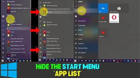 How To Hide The Start Menu ‘app List On Windows 10 Youtube