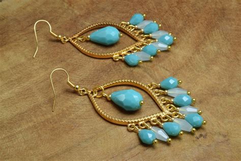 Boho Earrings Chandelier Earrings Turquoise Earrings By Nozuno
