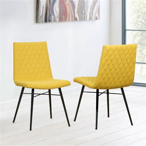 Next day delivery & free returns available. Yellow Fabric Quilted Back Dining Chair, 2 Pack | Costco UK