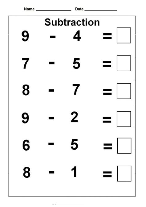 Free Printable Math Subtraction Worksheets For First Grade
