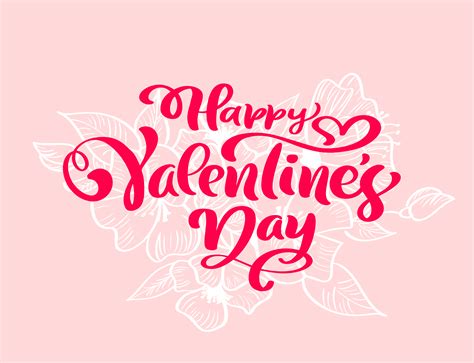 Calligraphy Phrase Happy Valentines Day With Flourishes And Hearts