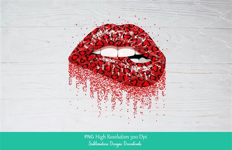 Heart Glitter Dripping Red Lips PNG Graphic By Amitta Art Creative
