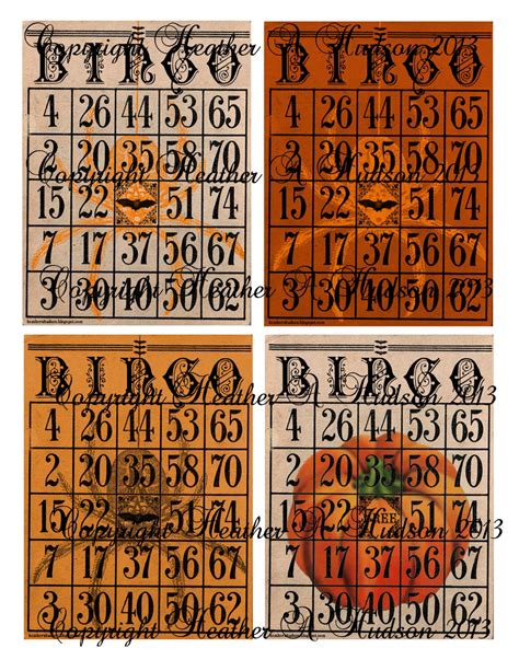 Vintage Halloween Not Game Bingo Cards Digital Collage Sheet