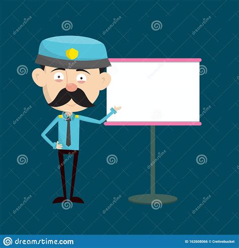 Funny Policeman Cop Showing On White Board Stock Vector