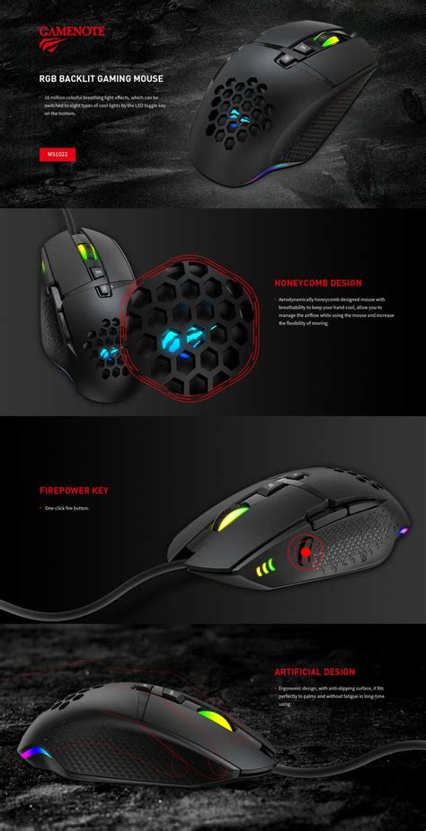 Havit Ms1022 Rgb Backlit 3200 Dpi Honeycomb 7 Buttons Gaming Mouse