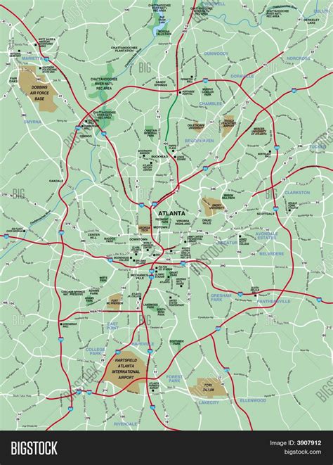 Stadtplan atlanta atlanta map karten, atlanta (vereinigte staaten von amerika). Karte von greater Atlanta - Greater Atlanta area Landkarte ...