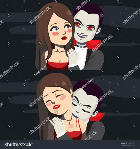 Male Vampire Biting Beautiful Innocent Woman Stock Vector Royalty Free 726672223 Shutterstock