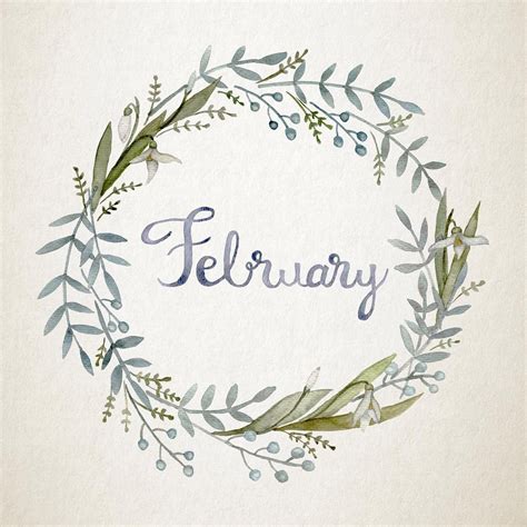 Hand Painted Watercolour Flower Wreath For February Watercolor Flower