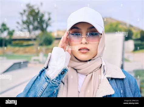 Beautiful Young Arab Woman Posing Outdoors In A Headscarf Attractive Female Muslim Wearing A